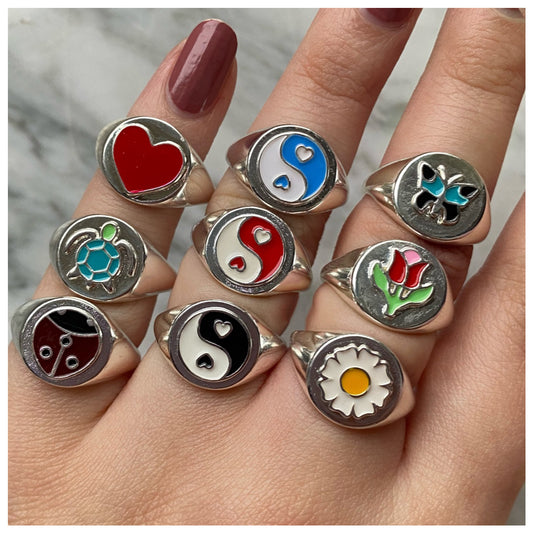 Silver Mini Symbol Rings